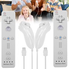 Built in Motion Plus Remote Controller & Nunchuck For Nintendo Wii Wii U + Strap