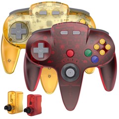 2PACK Wireless N64 Controller WITH Rumble Pak for Nintendo N64 64 Rechargeable