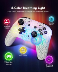 Wireless Nintendo Switch Pro Controller binbok YS10 Turbo White LED LIGHTS