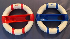 (2) Wii Nerf Controller Steering Wheels, Red, Blue, White, Racing Mario Kart