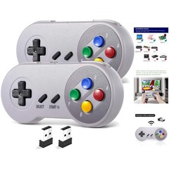 2 Pack Wireless USB Controller with Multicolored Buttons for SNES & Retro Games