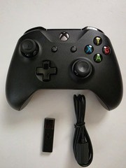 Black Xbox One Controller (3rd Gen) with Official Wireless Adapter