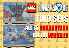 LEGO DIMENSIONS – TWO SETS – ALL 75 CHARACTERS AND 80 VEHICLES NFC TAGS