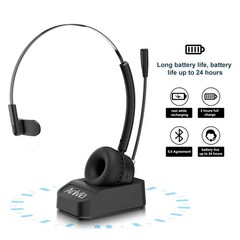Computer Headset with Wireless Charging Base Noise-Cancelling Microphone for …