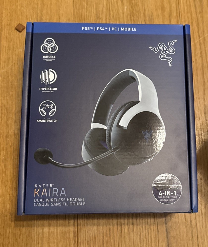 Razer Kaira Dual Wireless Gaming Headset White PS5 PS4 PC iPhone NEW SEALED