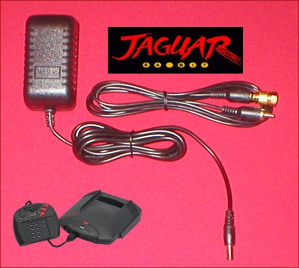 9V AC Adapter + 6Ft AV Cable + GOLD RF TV Adapter for Atari Jaguar System NEW