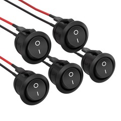5 PCS Mini Round Toggle Rocker Switch On/Off KCD1 SPST 2Pin PreWired