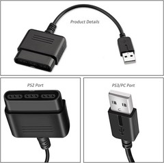 Universal PS2 Controller USB Adapter, 2 Pack for Easy PS3/PC Compatibility