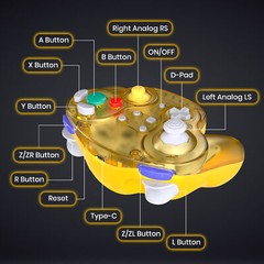 Wireless Gamecube NGC Controller w/ Rumble for Nintendo Gamecube Rechargeable