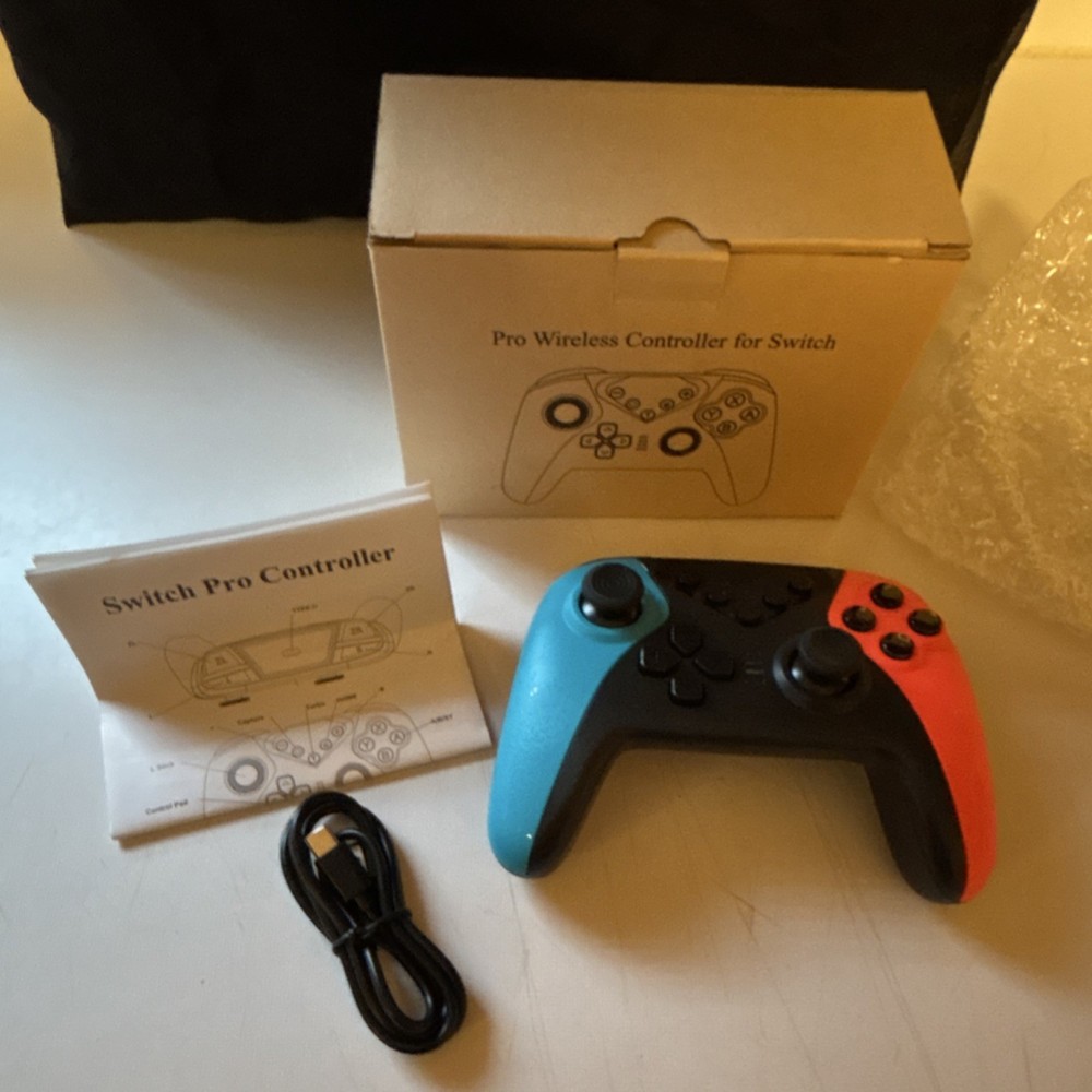 Wireless Ergonomic Controller for Nintendo Switch, Blue Red Black, USB Type-C