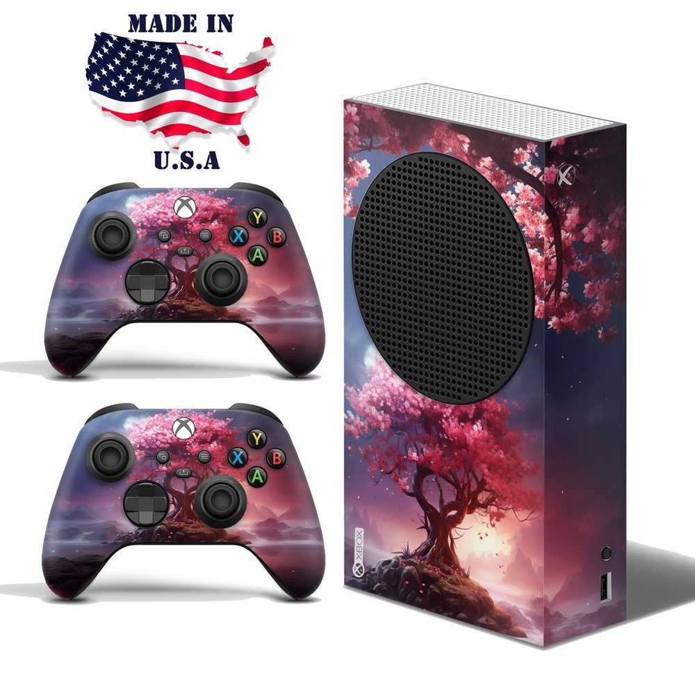 XBOX Series S Console & Controller Vinyl Skin Decal Wrap Cherry Blossom Tree