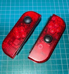 Custom Nintendo Switch Joy Con Controllers Clere Red transparent Japanese