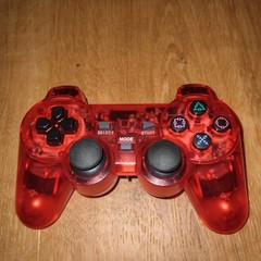 BRAND NEW Transparent Wireless Red Game Controller works with PS2 Playstation 2