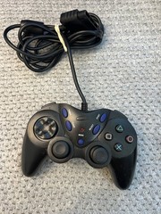 Intec Wired Turbo Ergonomic Controller Black Blue for Sony PlayStation 2