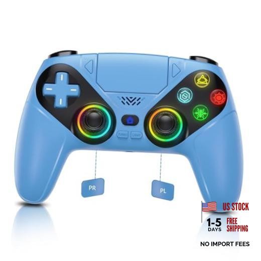 RGB Wireless Controller for PS5/PlayStation 5 PC, Bluetooth Controller BLUE