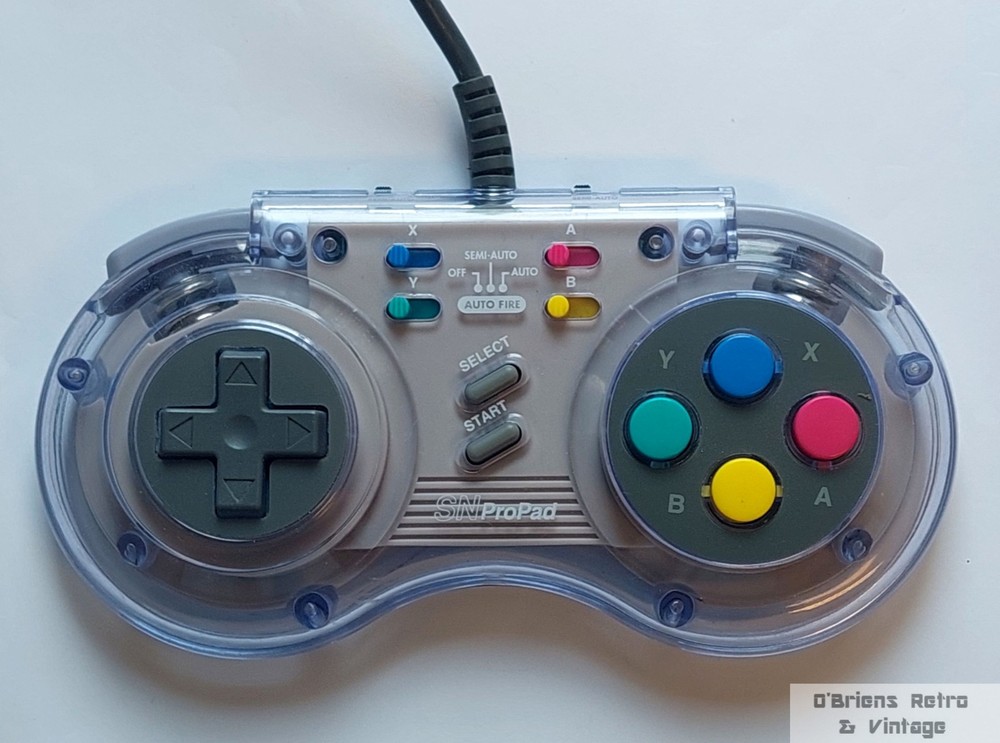 SN ProPad Controller for Super Nintendo – Transparent Design – Auto Fire