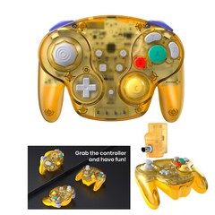 Gamecube Controller Wireless With Adapter for Classic Wii GC NGC Build in Rumble