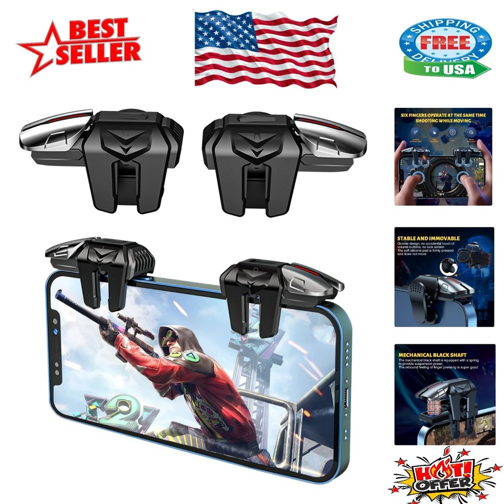 Ergonomic 6 Finger Mobile Game Controller for PUBG – Enhanced Gaming Experience