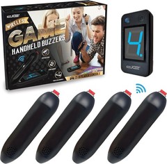 Handheld Wireless Buzzer Game System Console with 4 Joystick Buzzers for Trivia