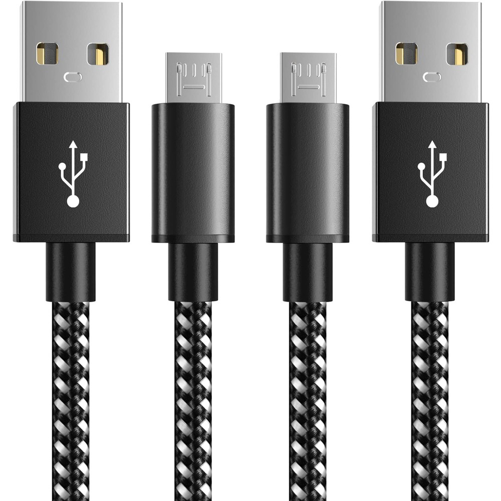 PS4 Charger Cable for Controller, 2 Pack 10ft Micro USB Nylon Braided Cord, M…