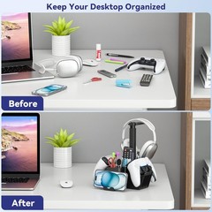Black KDD Desk Organizer: Dual Controller, Headphone, Phone & Accessory Holder
