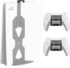 VIVO Black Steel Wall Mount Designed for PS5 Console 2 Controller Mounts NEW